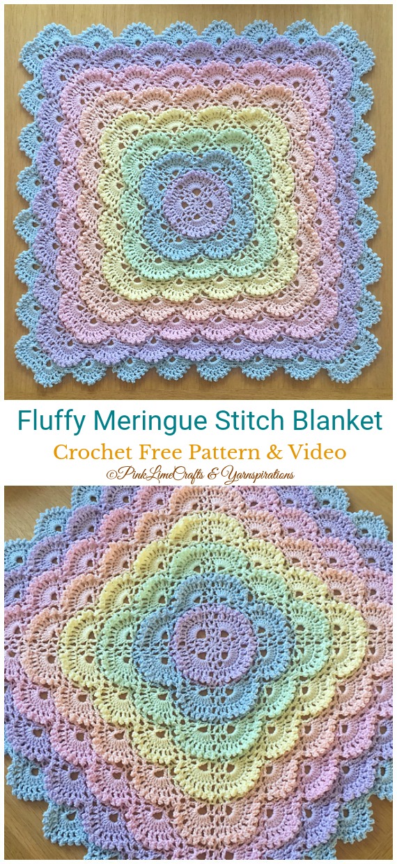 Fluffy Meringue Stitch Blanket Crochet Free Pattern - Never Ending Square #Blanket; #Crochet; Free Pattern