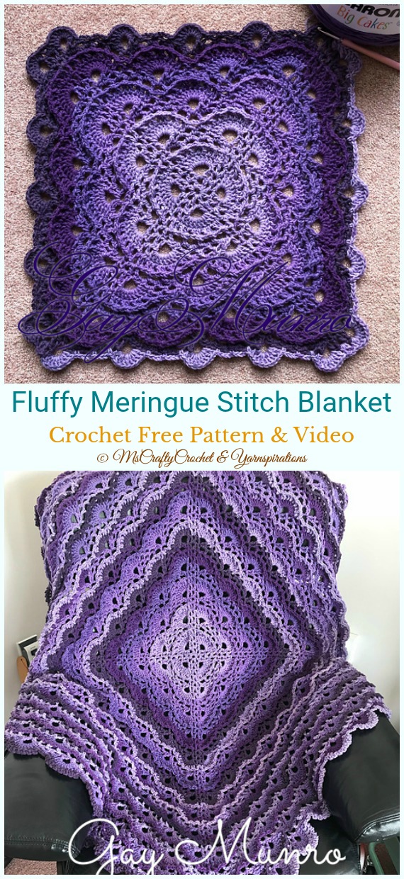 Fluffy Meringue Stitch Blanket Crochet Free Pattern - Never Ending Square #Blanket; #Crochet; Free Pattern
