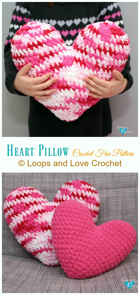 Heart Pillow Free Crochet Pattern - #Heart; #Pillow; Free #Crochet; Patterns