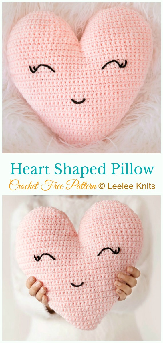 Heart Shaped Pillow Crochet Free Pattern - #Heart; #Pillow; Free #Crochet; Patterns 