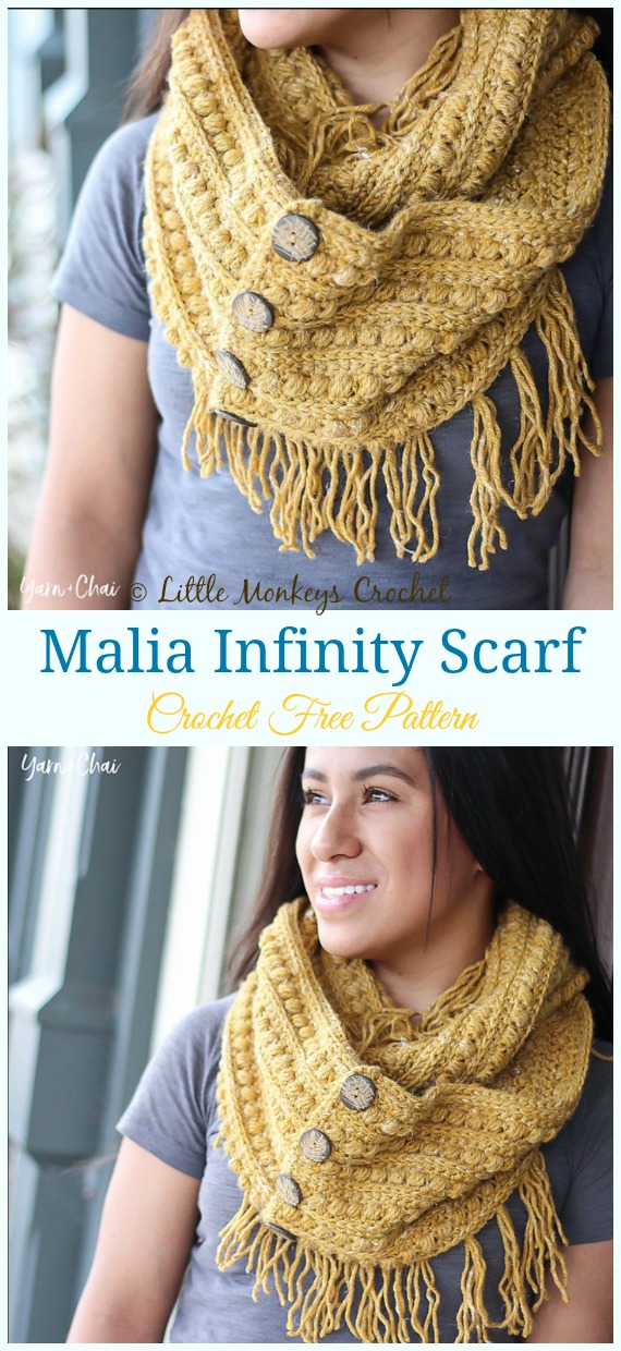Malia Infinity Scarf Crochet Free Pattern -  Infinity; #Scarf; Free #Crochet Patterns
