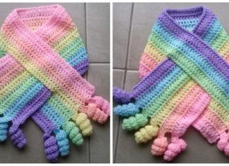 Rainbow Curly Shirley Scarf Crochet Free Pattern - Kids #Scarf; Free #Crochet; Patterns