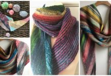 Easy Scrappy Bias Shawl Knitting Free Pattern- Women #Shawl; Free #Knitting; Patterns