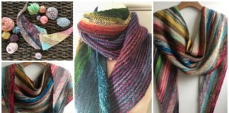 Easy Scrappy Bias Shawl Knitting Free Pattern- Women #Shawl; Free #Knitting; Patterns