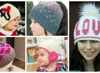 Valentine; Heart Beanie #Hat; Free #Crochet; Patterns