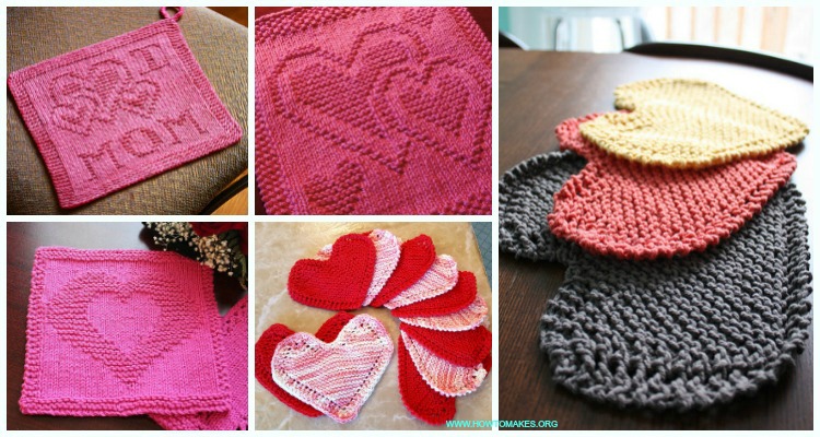 10 Valentine Heart Dish Cloth Free Knitting Patterns
