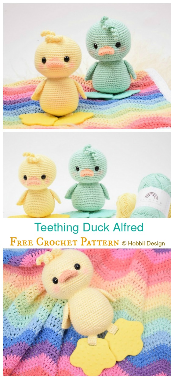 Teething Duck Alfred Crochet Amigurumi Free Pattern - #Amigurumi; #Duck; Free Crochet Patterns