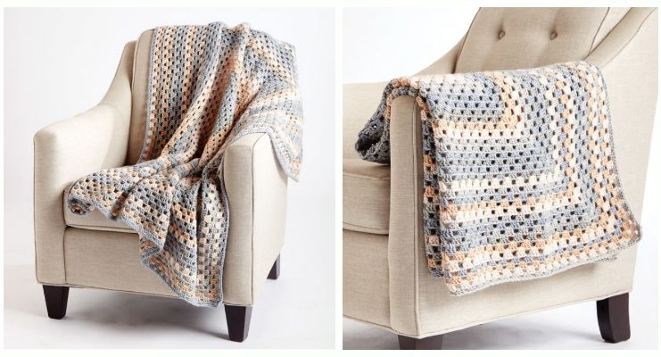Bernat All For One Granny Square Blanket Crochet Free Pattern & Video - Never Ending Square #Blanket; #Crochet; Free Patterns