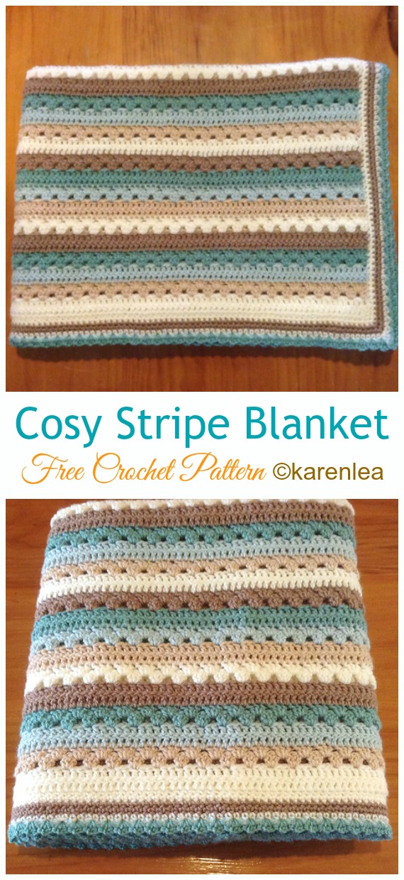 Cosy Stripe Blanket Crochet Free Pattern - Stripy #Blanket; Free #Crochet; Patterns