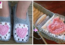 Cozy Granny Heart Slippers Crochet Free Pattern - Adult #Slipper; Free #Crochet: Patterns