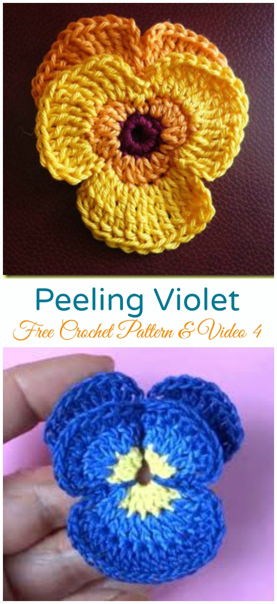 Peeling Violet Crochet Free Pattern - #Crochet; #Pansy; Flower Free Patterns  