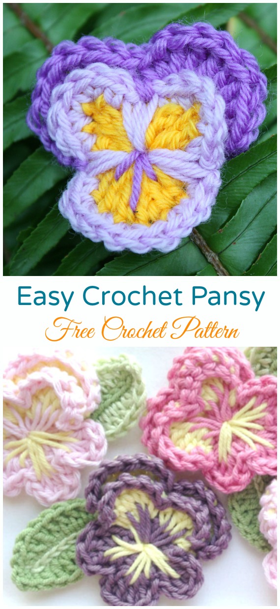 Easy Crochet Pansy Crochet Free Pattern - #Crochet; #Pansy; Flower Free Patterns