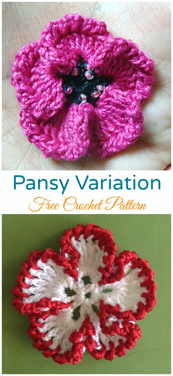 Pansy Variation Crochet Free Pattern - #Crochet; #Pansy; Flower Free Patterns