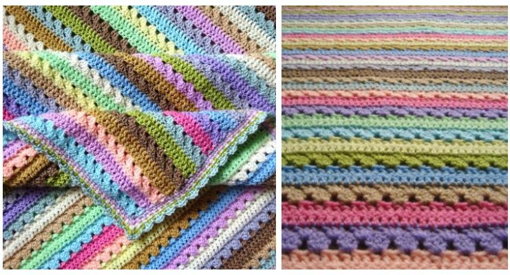 Cupcake Stripe Blanket Crochet Free Patterns - Stripy #Blanket; Free #Crochet; Patterns