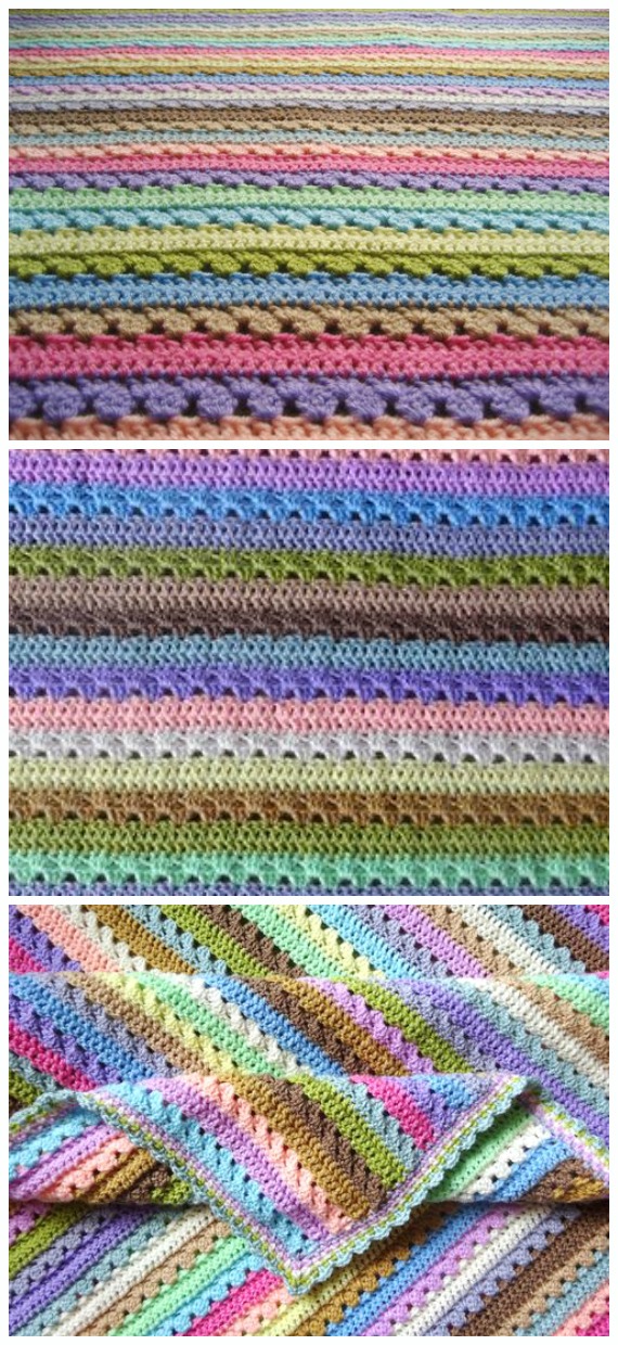 Cupcake Stripe Blanket Crochet Free Patterns - Stripy #Blanket; Free #Crochet; Patterns