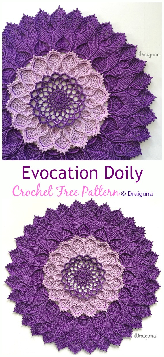 Evocation Doily Crochet Free Pattern - Decorative #Doily; Free #Crochet; Patterns