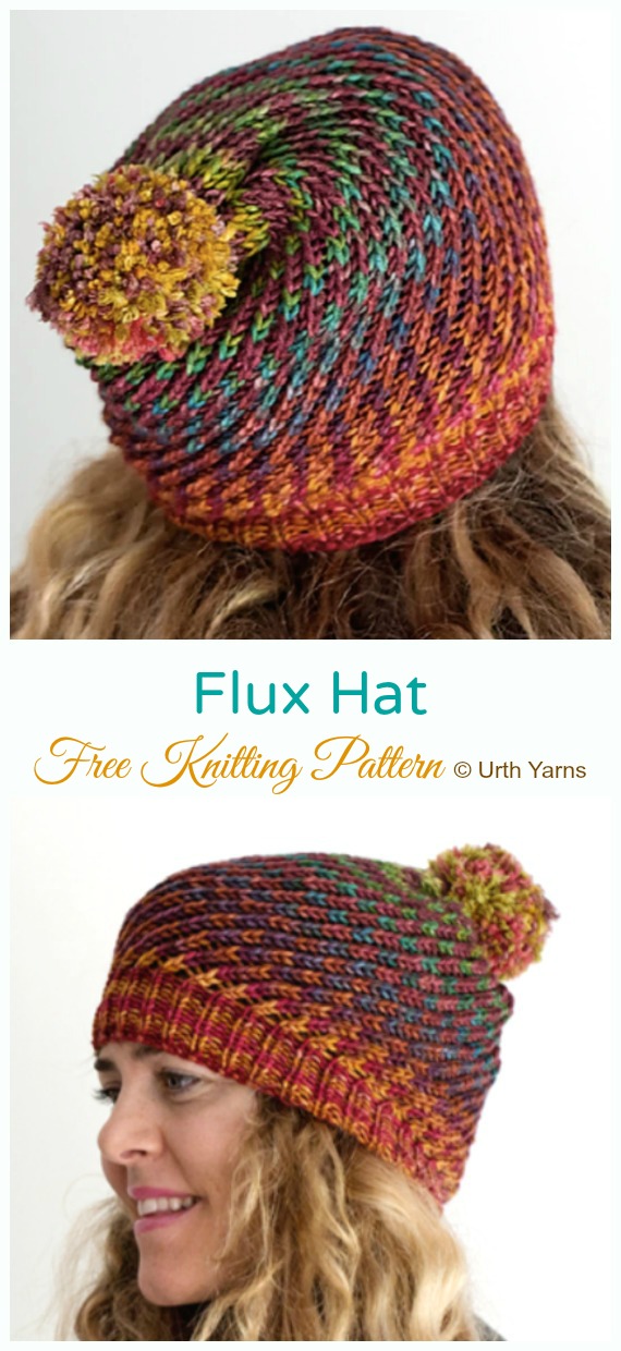 Flux Hat Free Knitting Pattern - Women Beanie Hat Free #Knitting; Patterns