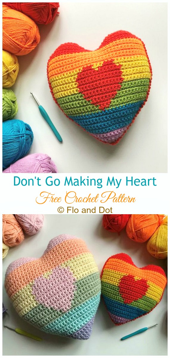 Don't Go Making My Heart Cushion Crochet Free Pattern - #Heart; #Pillow; Free #Crochet; Patterns 