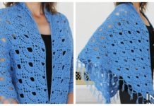 Lace Fan Shawl Crochet Free Pattern - Women Lace #Shawl; Free #Crochet; Patterns
