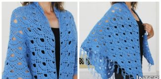 Lace Fan Shawl Crochet Free Pattern - Women Lace #Shawl; Free #Crochet; Patterns
