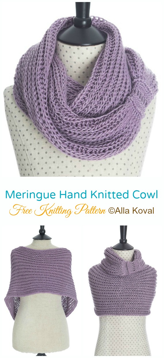 Meringue Cowl Knitting Free Pattern - Women Cowl Free #Knitting Patterns