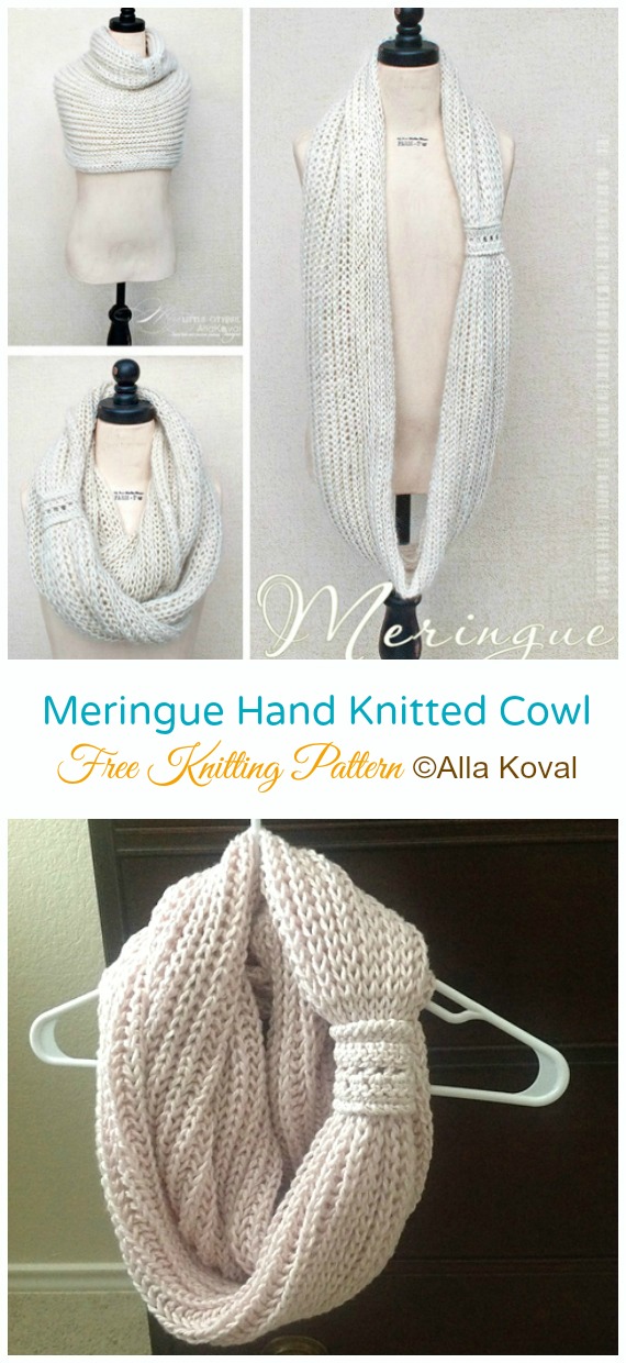 Meringue Cowl Knitting Free Pattern - Women Cowl Free #Knitting Patterns