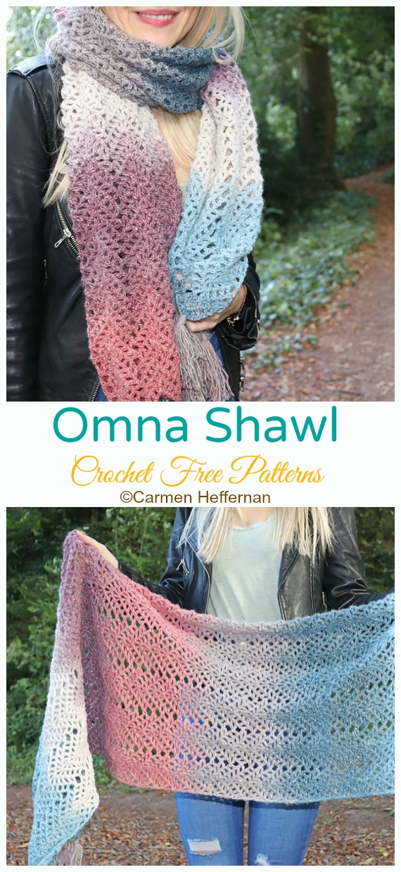 Omna Shawl Crochet Free Pattern - Long Rectangle #Shawl; Free #Crochet; Pattern