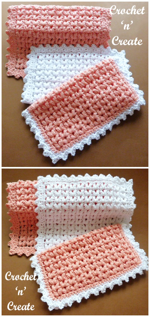 V Puff Stitch Dishcloth Free Crochet Patterns