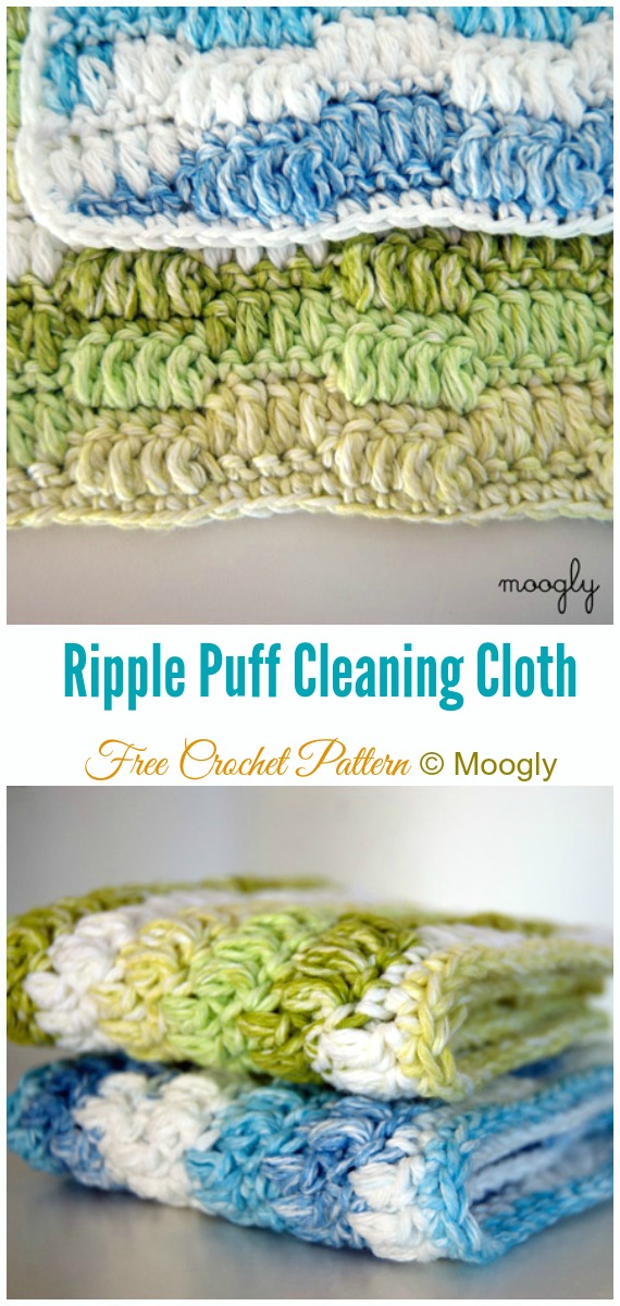 Ripple Puff Stitch Dishcloth Free Crochet Pattern