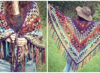 Scrappy Granny Shawl Crochet Free Pattern - Women Lace #Shawl; Free #Crochet; Patterns