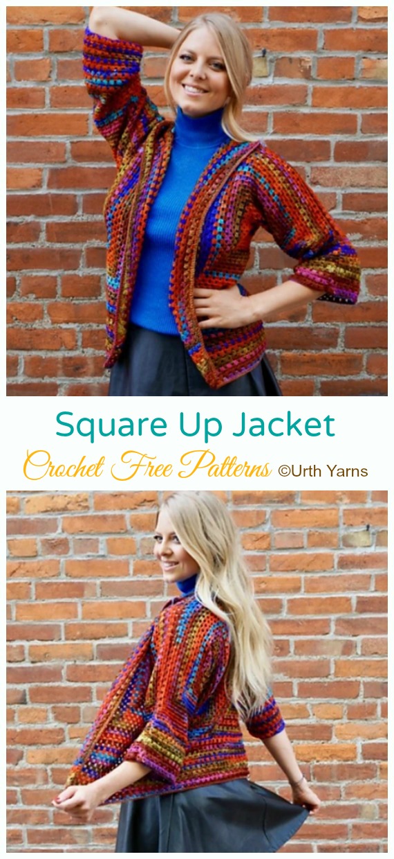 Square Up Jacket Crochet Free Patterns - Women #Jacket; Free #Crochet; Patterns