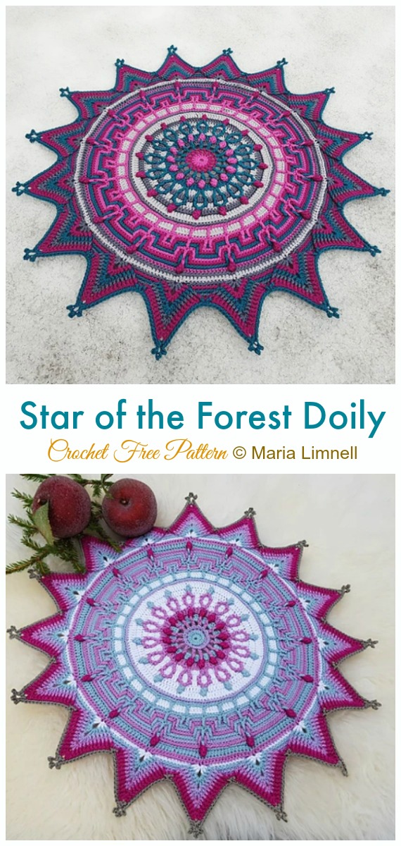 Star of the Forest Doily Crochet Free Pattern - Decorative #Doily; Free #Crochet; Patterns