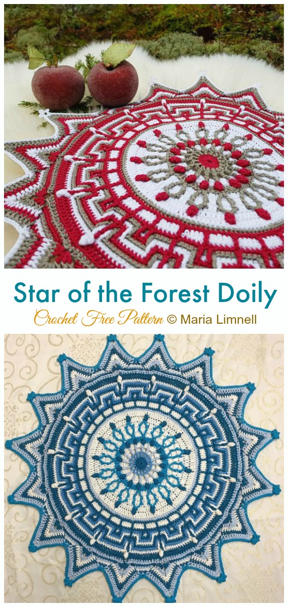 Star of the Forest Doily Crochet Free Pattern - Decorative #Doily; Free #Crochet; Patterns