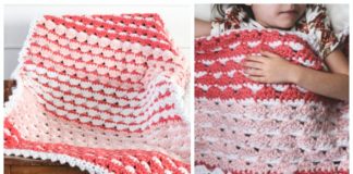 Strawberries Cream Blanket Crochet Free Pattern - Stripy #Blanket; Free #Crochet; Patterns