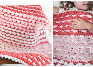 Strawberries Cream Blanket Crochet Free Pattern - Stripy #Blanket; Free #Crochet; Patterns
