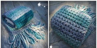 V Puff Scarf Crochet Free Pattern - Rectangle Long #Scarf; Free #Crochet; Patterns