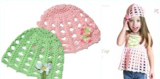 Vintage Rose Cap Beanie Hat Crochet Free Pattern- Women #Cap; #Hat; Free #Crochet; Patterns