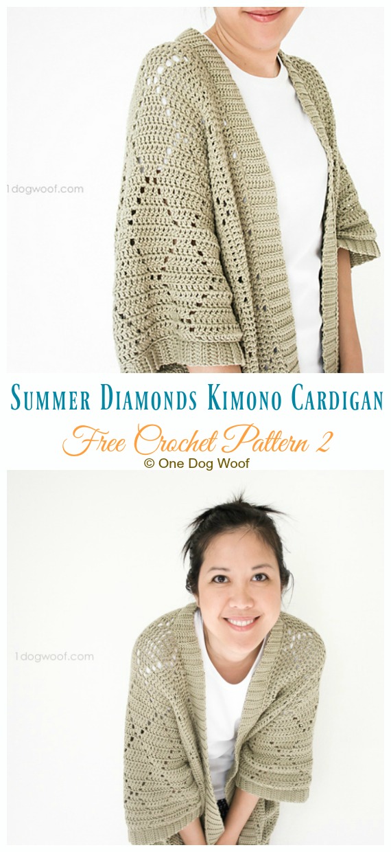 Summer Diamonds Kimono Cardigan Crochet Free Pattern - Women #Kimono; #Cardigan; Free #Crochet; Patterns