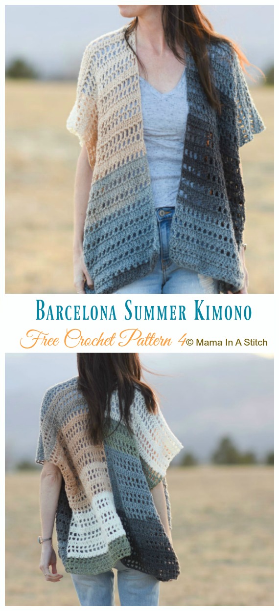 Barcelona Summer Kimono Cardigan Crochet Free Pattern - Women #Kimono; #Cardigan; Free #Crochet; Patterns