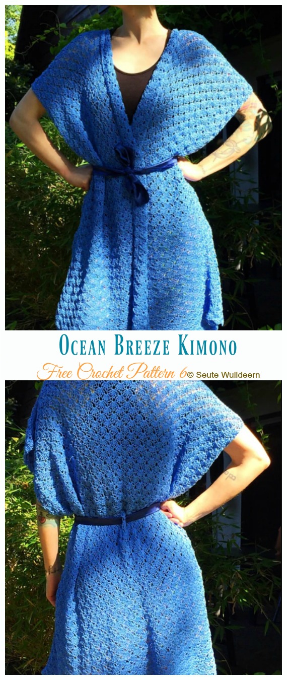 Ocean Breeze Kimono Cardigan Crochet Free Pattern - Women #Kimono; #Cardigan; Free #Crochet; Patterns