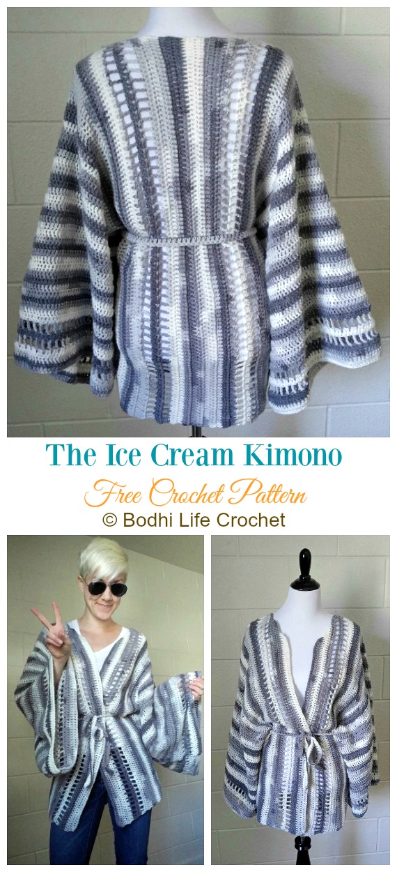 The Ice Cream Kimono Cardigan Crochet Free Pattern - Women #Kimono; #Cardigan; Free #Crochet; Patterns