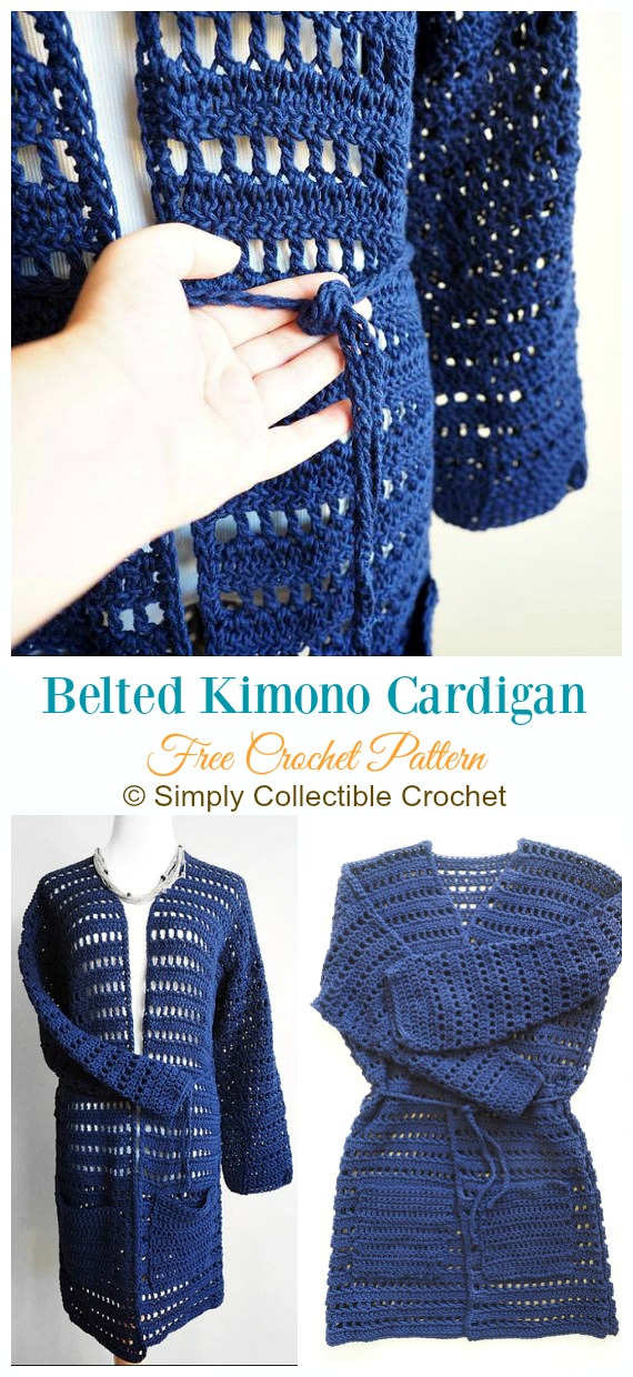 Belted Kimono Cardigan Crochet Free Pattern - Women #Kimono; #Cardigan; Free #Crochet; Patterns