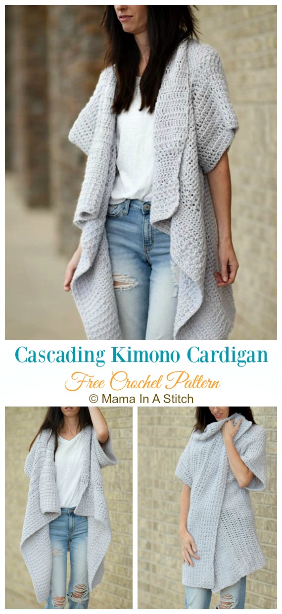 Cascading Kimono Cardigan Crochet Free Pattern - Women #Kimono; #Cardigan; Free #Crochet; Patterns