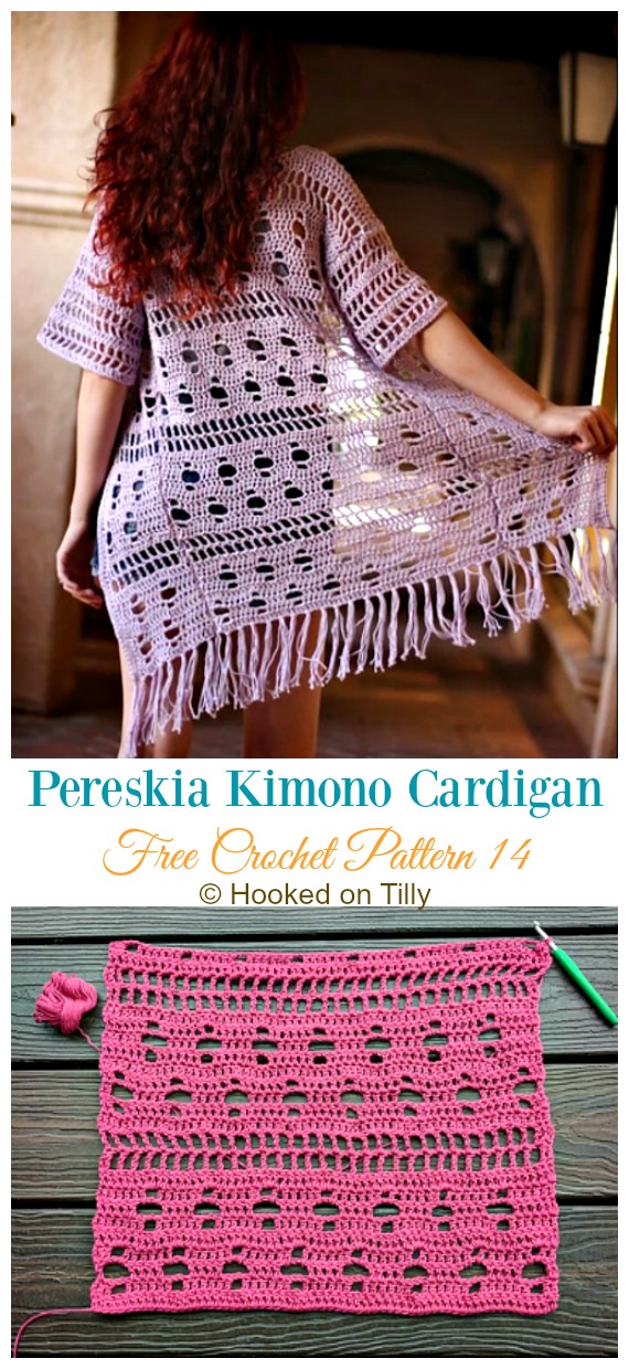 Pereskia Kimono Cardigan Crochet Free Pattern - Women #Kimono; #Cardigan; Free #Crochet; Patterns