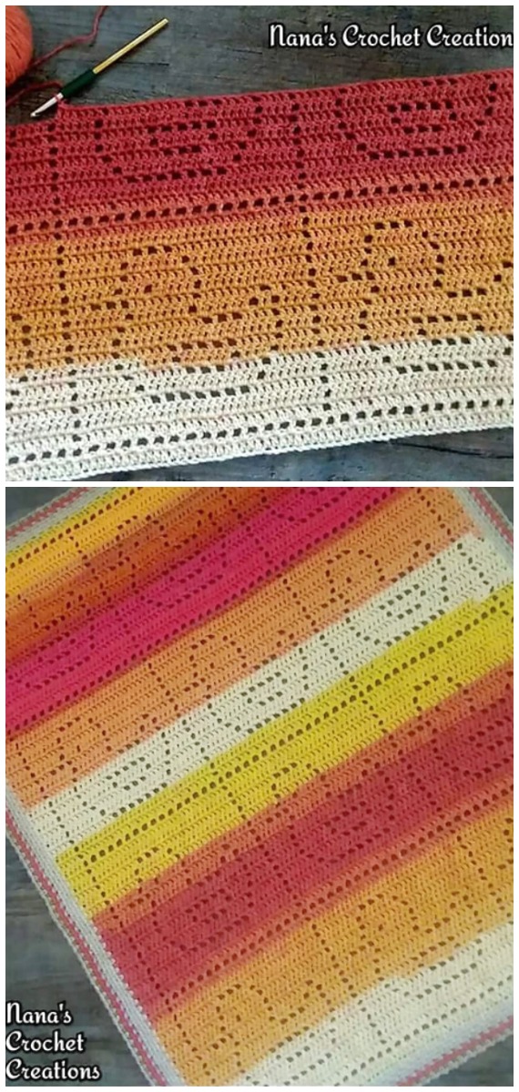 Rubber Duckies Throw Crochet Free Pattern - Fillet #Blanket; Free #Crochet; Patterns