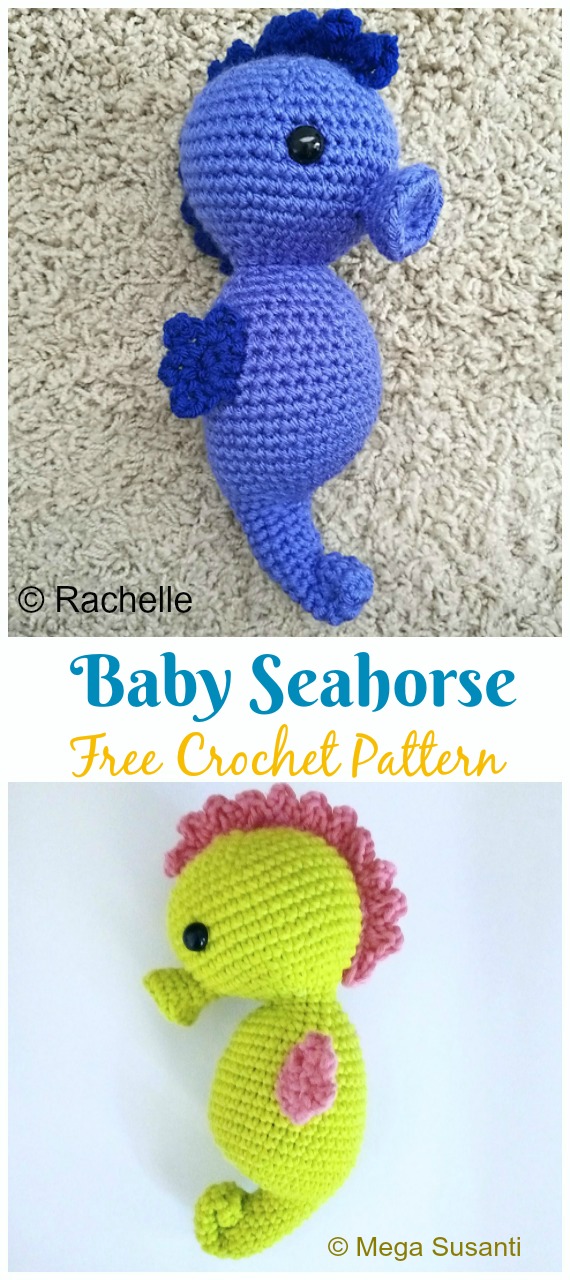 Crochet Baby Seahorse Amigurumi Free Pattern - #Amigurumi; #Seahorse; Free Crochet Patterns 
