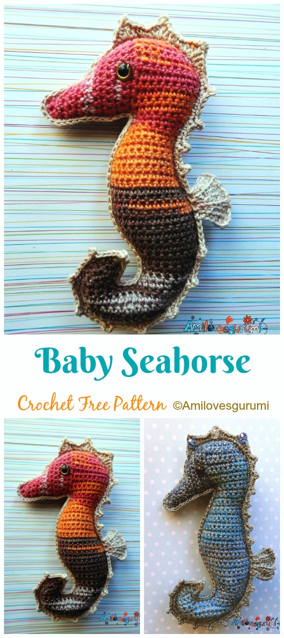 Crochet Baby Seahorse Amigurumi Free Pattern - #Amigurumi; #Seahorse; Free Crochet Patterns  