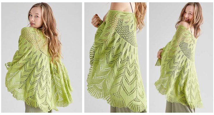 Chiffon Lace Shawl Free Knitting Pattern - Women Lace #Shawl; Free #Knitting; Pattern
