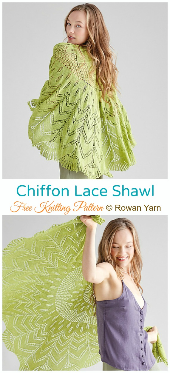 Chiffon Lace Shawl Free Knitting Pattern - Women Lace #Shawl; Free #Knitting; Pattern
