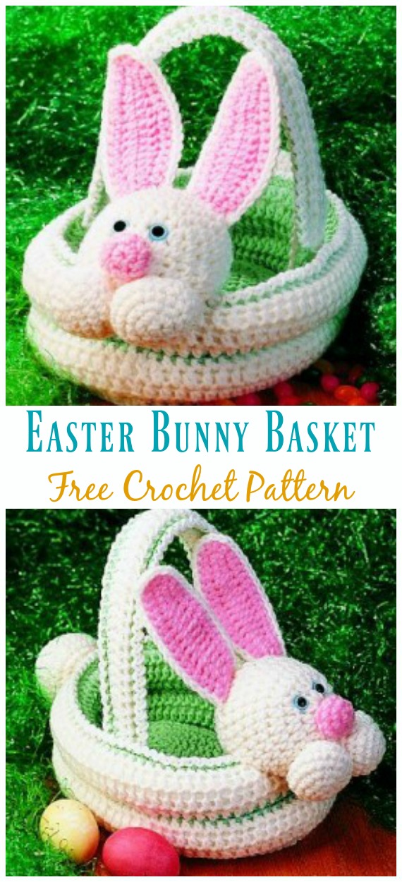 Easter Bunny Basket Crochet Free Pattern - #Crochet Easter #Basket & Containers Free Patterns